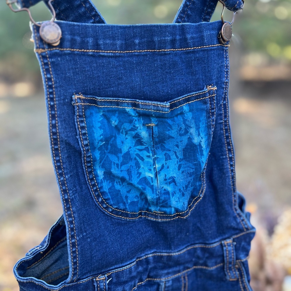 Blue Denim Overalls with Cyanotype print